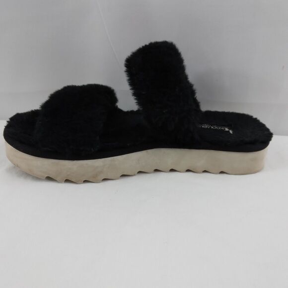 Koolaburra by UGG Fuzz On Faux-Fur Slide Sandals Slippers Black 1123352 Size 6 - Picture 7 of 12